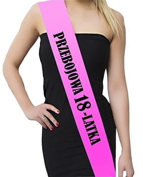 Szarfa różowa - Przebojowa 18-latka dekoracja na osiemnastkę