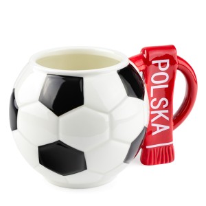 Kubek piłkarza z szalikiem - Polska - prezent dla kibica - duży XXL 700 ml