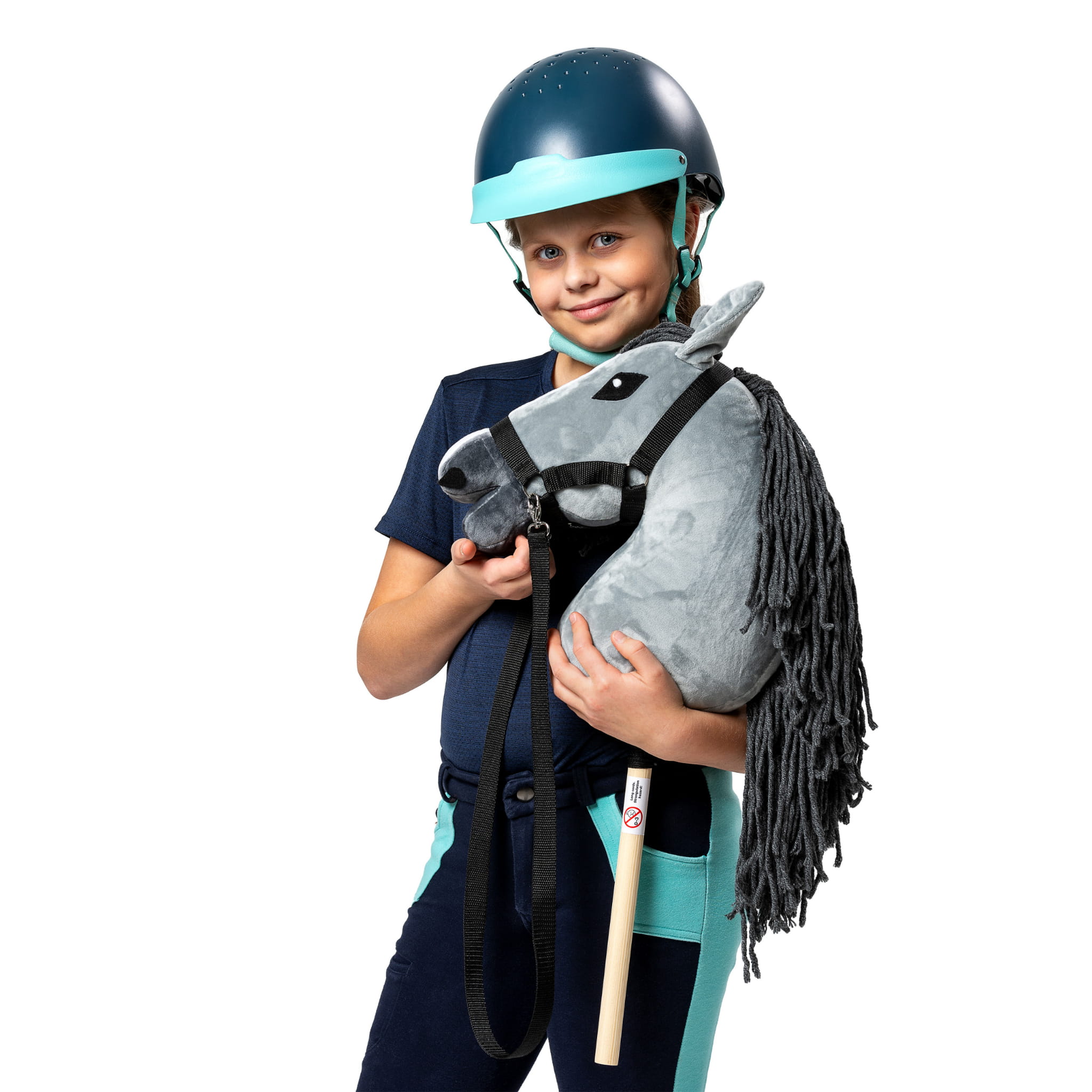 Koń na kiju szary siwy kantar hobby horse skippi zabawka dla dziewczynek