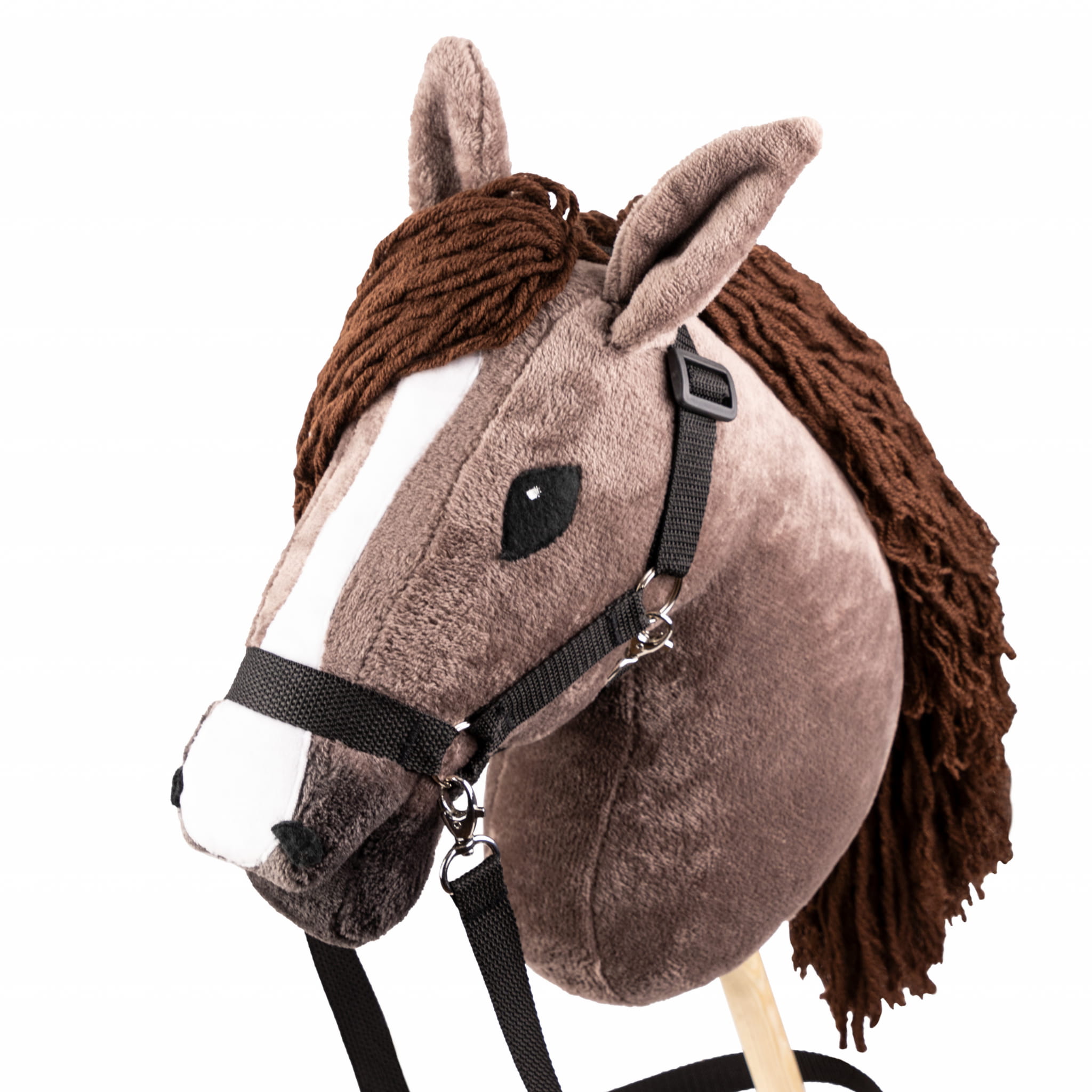 Koń na kiju jasnobrązowy gniady kantar hobby horse skippi zabawka dla dziewczynek