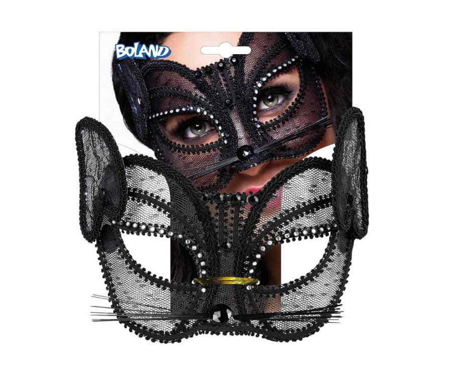 maska kobieca wenecka czarny kot deluxe