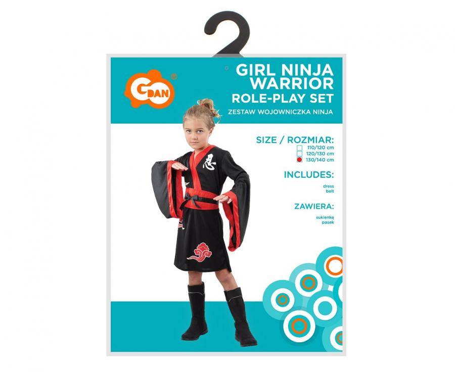 kostium dziecięcy przebranie karnawałowe ninja wojowniczka dla dziewczynki