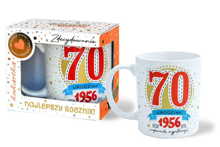 kubek z napisem śmieszny na 70 sześćdziesiąte urodziny